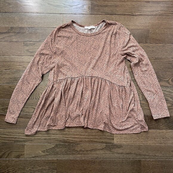 Women's Gaze Leopard Animal‎ Print Tunic Top Tan Medium Babydoll - Picture 2 of 7